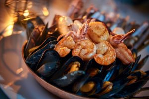 Rich and luxury dinner in a restaurant, close up