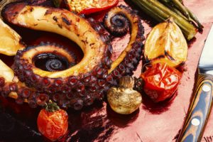 Roasted octopus tentacles