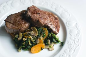 Sirloin beef steak with vegetables