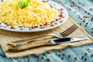 Traditional Italian pasta or fussili with cheese